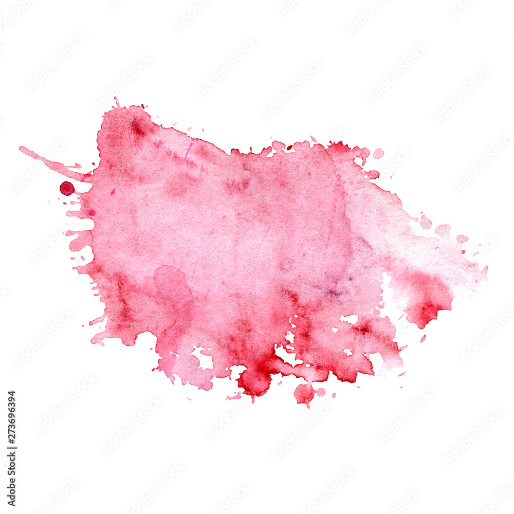 Watercolor stain of red with splashes.