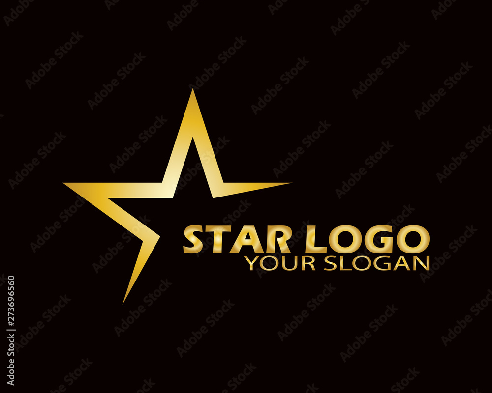 Gold Star Logo Vector in Elegant Style with Black Background - Vector Gold Star Logo Vector in Elegant Style with Black Background - Vector
