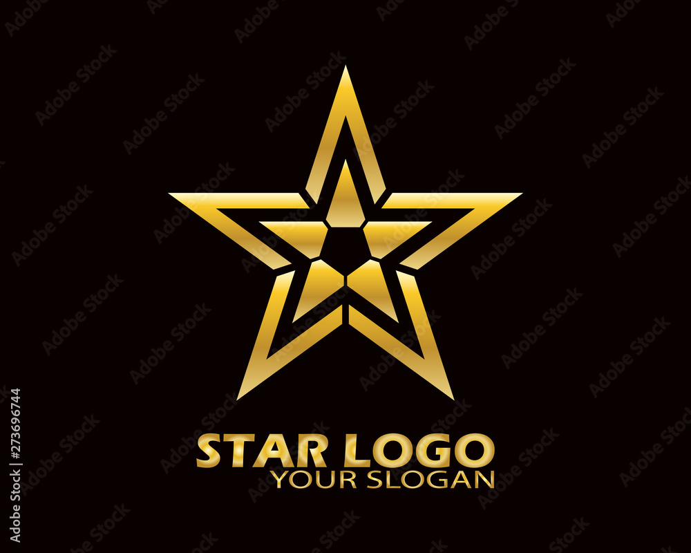 Gold Star Logo Vector in Elegant Style with Black Background - Vector Gold Star Logo Vector in Elegant Style with Black Background - Vector