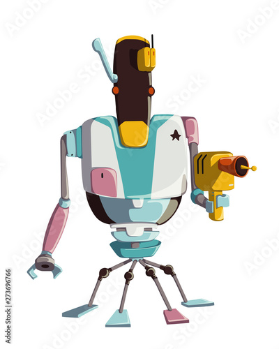Cartoon robot character. Technology, future. Artificial intelligence design concept. Isolated on white background. Vector illustration