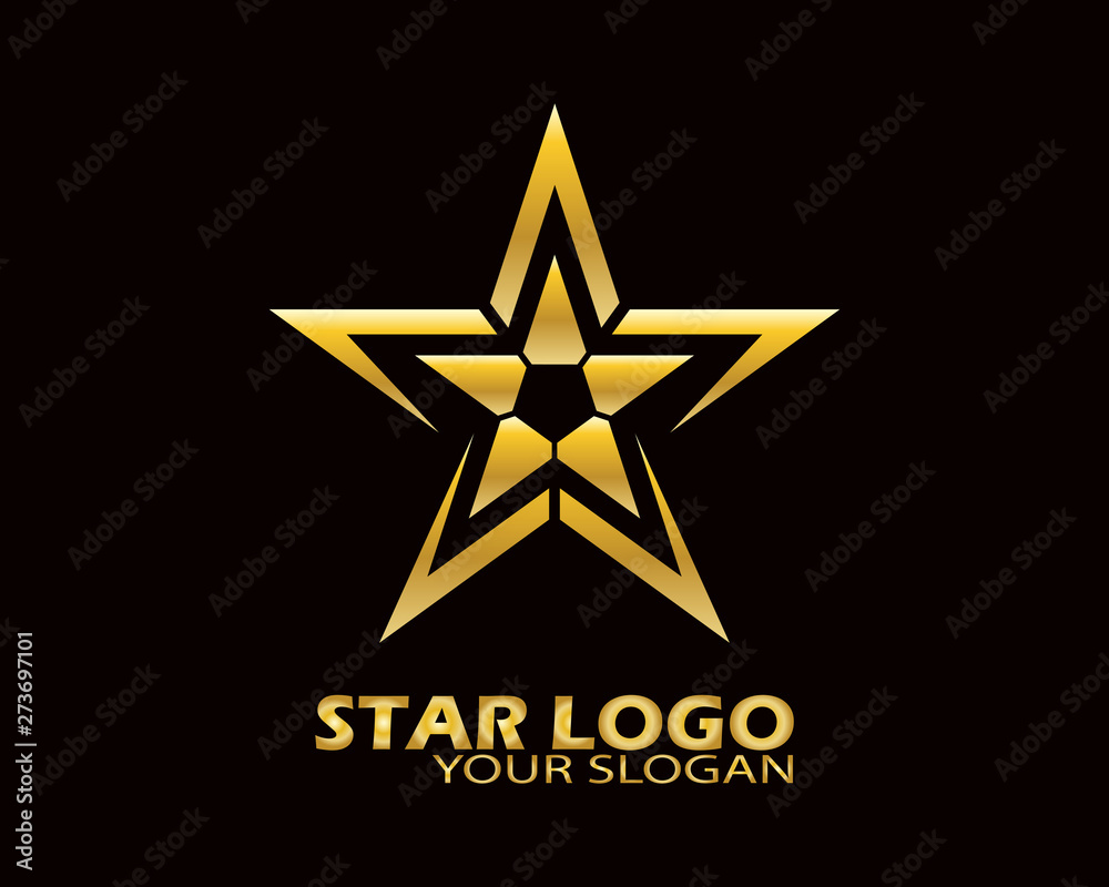 Gold Star Logo Vector in Elegant Style with Black Background - Vector Gold Star Logo Vector in Elegant Style with Black Background - Vector