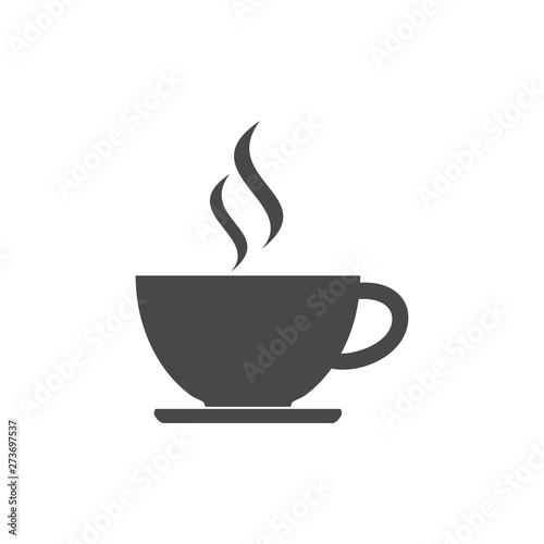 Cup of coffee icon grey. Coffee cup icon. Coffee icon isolated on white background