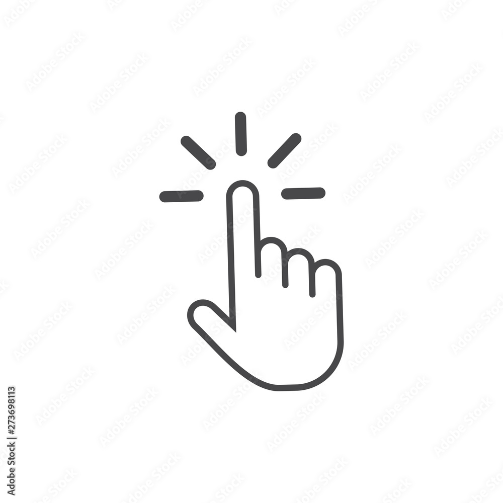 Hand cursor icon grey. Hand click icon. Finger pointer isolated vector Hand cursor icon grey. Hand click icon. Finger pointer isolated vector