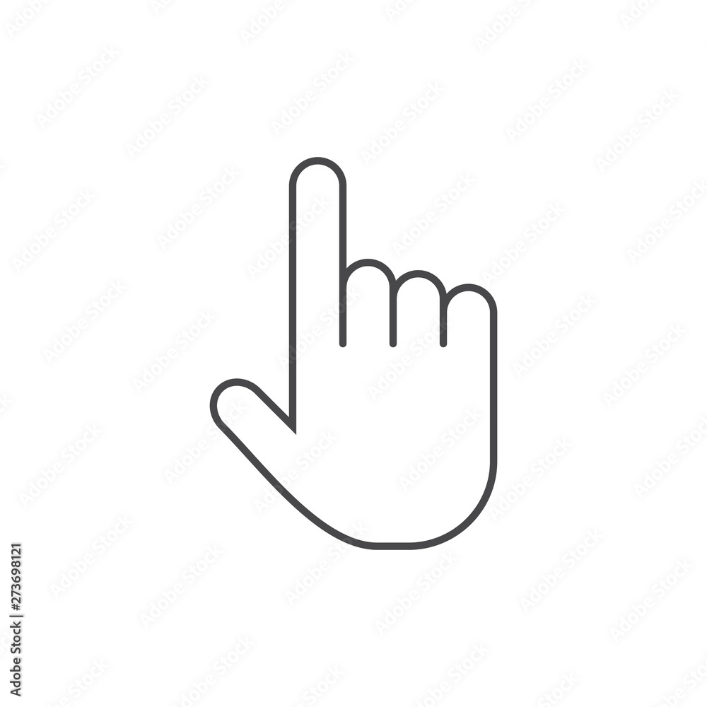 Hand cursor icon grey. Hand click icon. Finger pointer isolated vector Hand cursor icon grey. Hand click icon. Finger pointer isolated vector