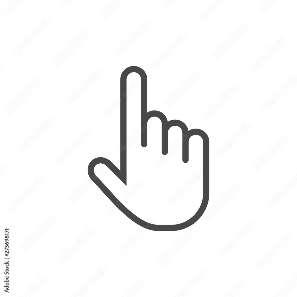 Hand cursor icon grey. Hand click icon. Finger pointer isolated vector Hand cursor icon grey. Hand click icon. Finger pointer isolated vector