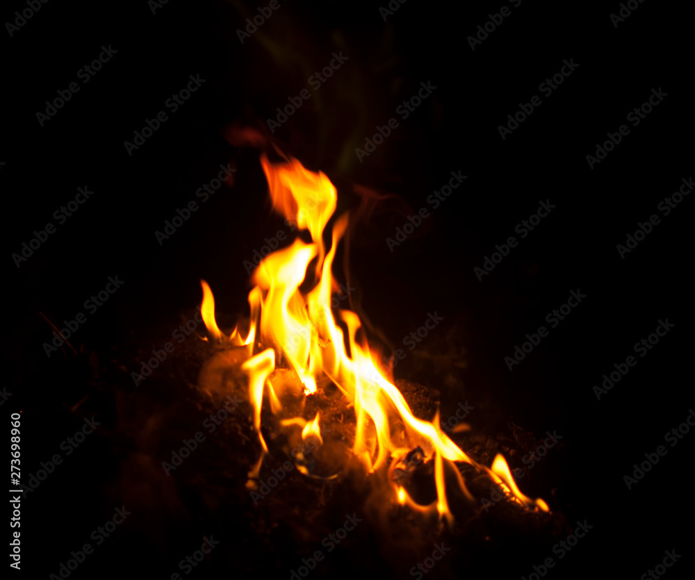 Fire flames on a black background Fire flames on a black background