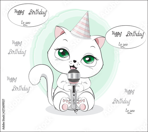 kitten sing happy Birthday to you
