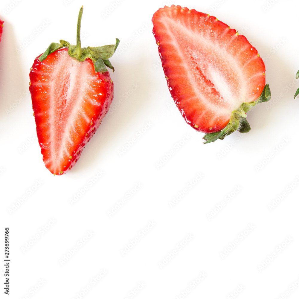 Creative fresh strawberries pattern background with copy space. Food concept. Top view. - Image. Creative fresh strawberries pattern background with copy space. Food concept. Top view. - Image.