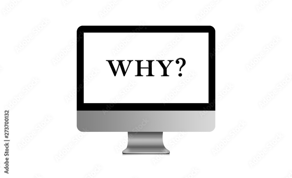 why question on laptop on white background why question on laptop on white background