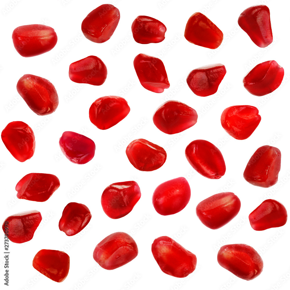 collection of berries of pomegranate isolated on white background