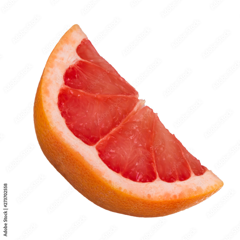 slice of red grapefruit isolated on white background slice of red grapefruit isolated on white background