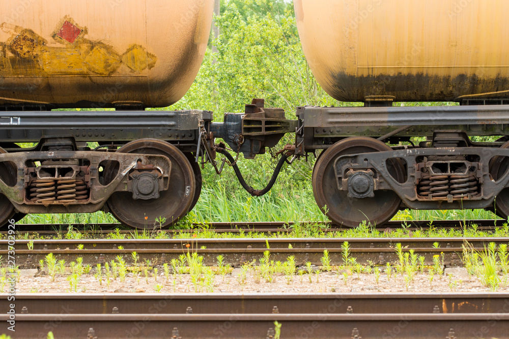 Naklejka premium Oil tanker cars on the railway