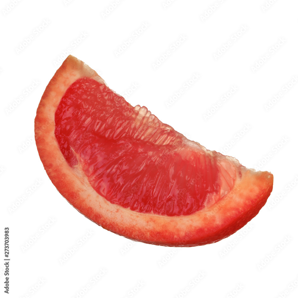 fresh slice of red grapefruit isolated on white background fresh slice of red grapefruit isolated on white background