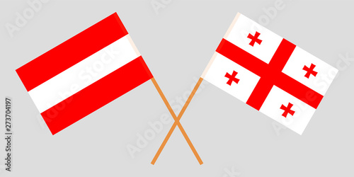 Georgia and Austria. Crossed Georgian and Austrian flags
