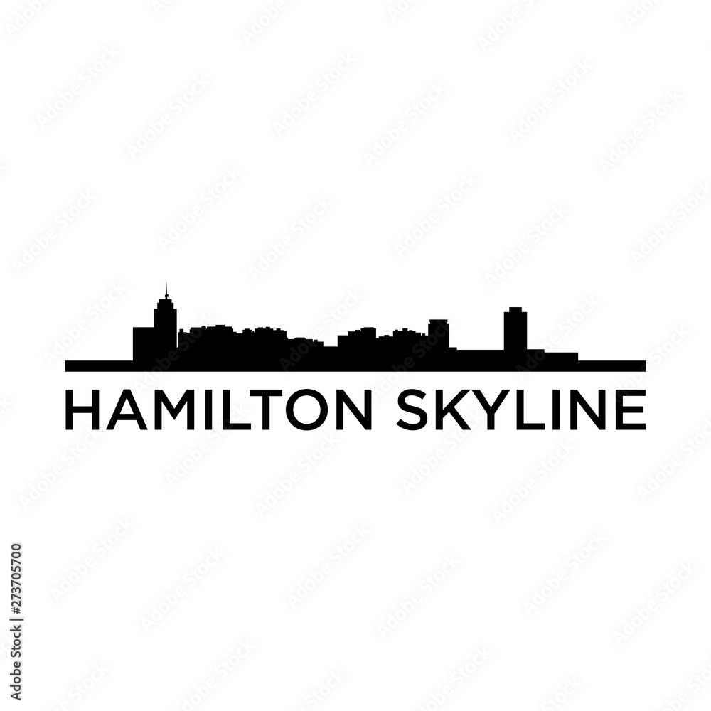 hamilton skyline vector black and white