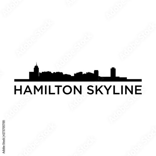 hamilton skyline vector black and white