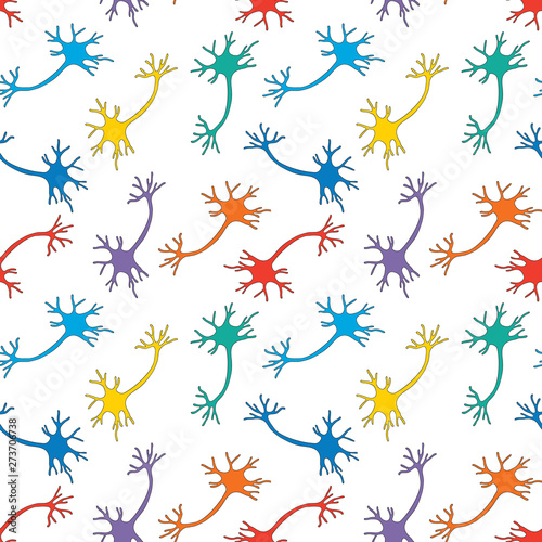 Seamless background of colorful neurons