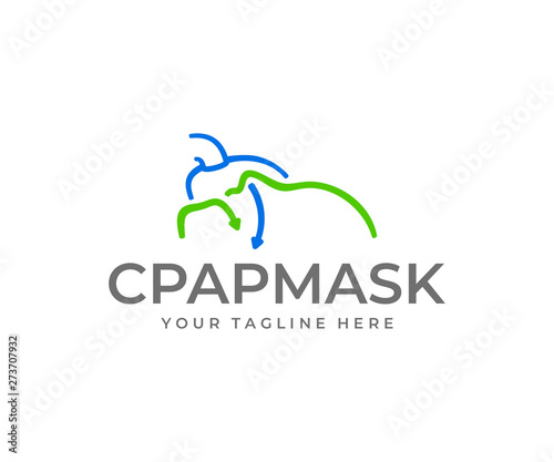 Sleep apnea logo design. Snore problem vector design. Cpap mask logotype