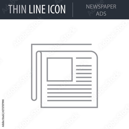 Newspaper Ads Outline Icon. Thin line Icon of Advertising Media