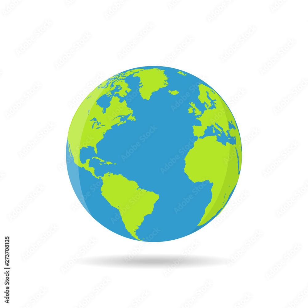 Earth globes isolated on a white background in a flat design