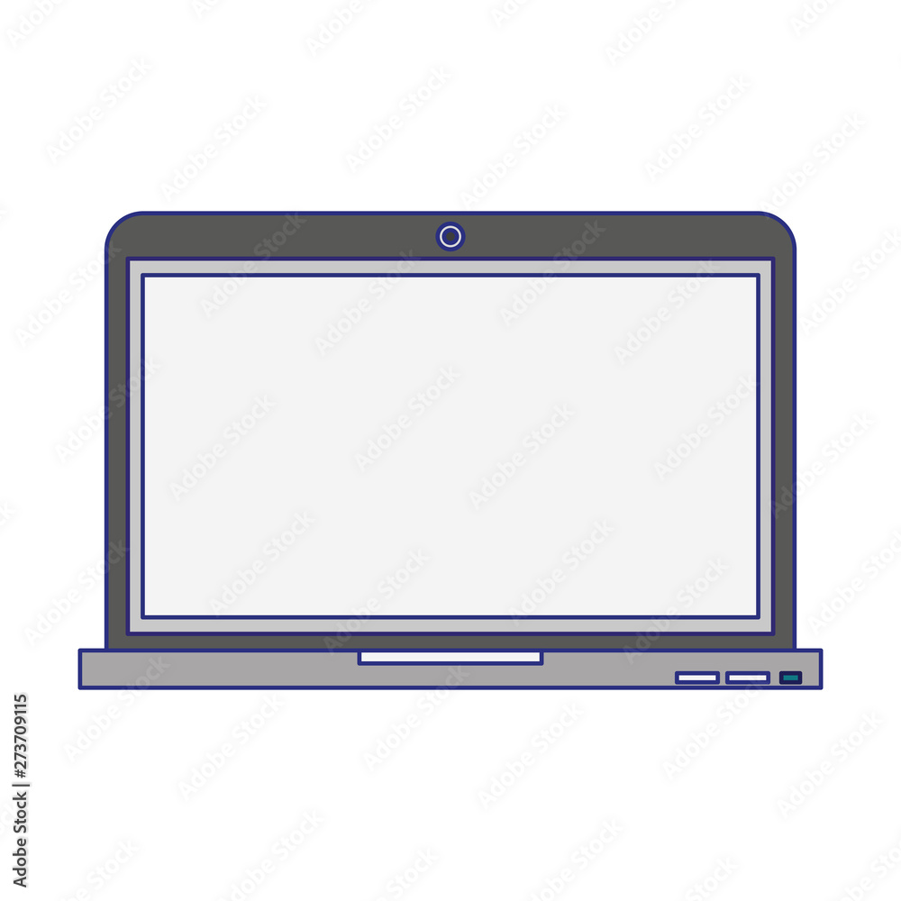 Laptop computer technology symbol isolated blue lines Laptop computer technology symbol isolated blue lines