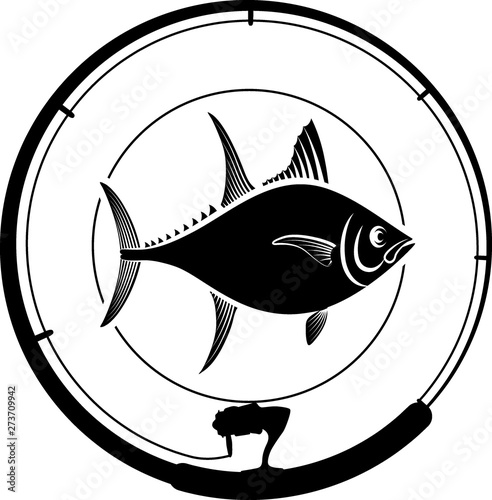 fishing badge with tuna fish and fishing rod