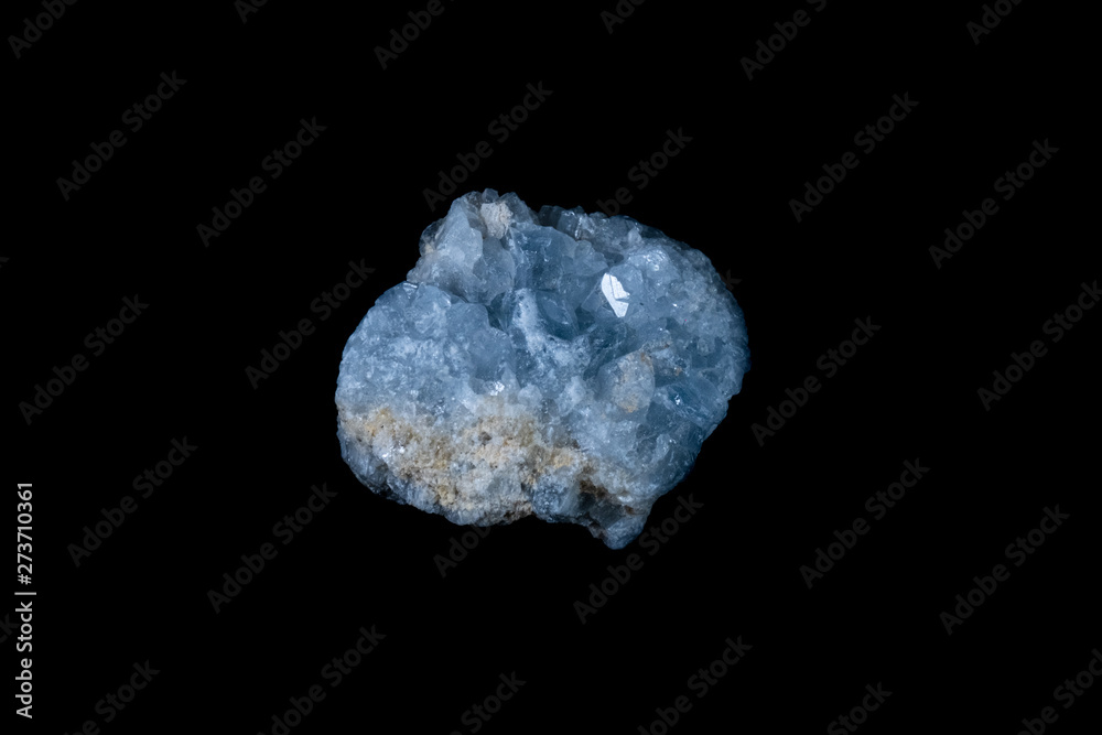 Blue Celestine Mineral on Black Blue Celestine Mineral on Black