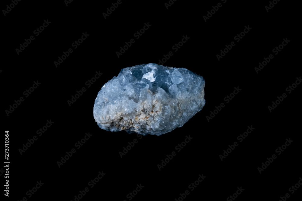 Blue Celestine Mineral on Black Blue Celestine Mineral on Black