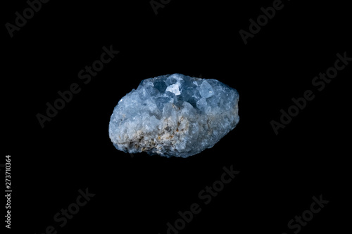 Blue Celestine Mineral on Black