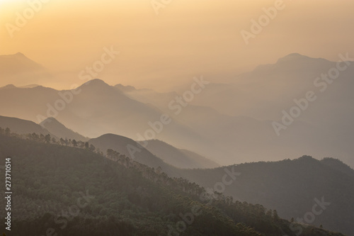 Hill Range with mist in dawn