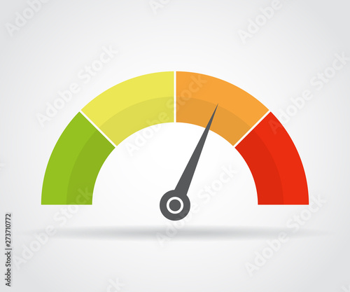 Speedometer icon. Colorful infographic gauge element with shadow