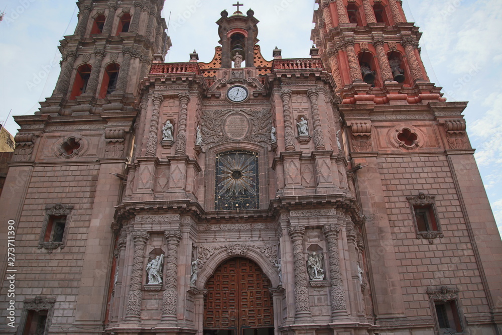 June 20, 2019 San Luis Potosí, Mexico:Churches of the historic center of the colonial city of San Luis Potosí Mexico.