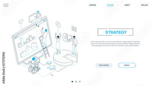 Strategy - line design style isometric web banner