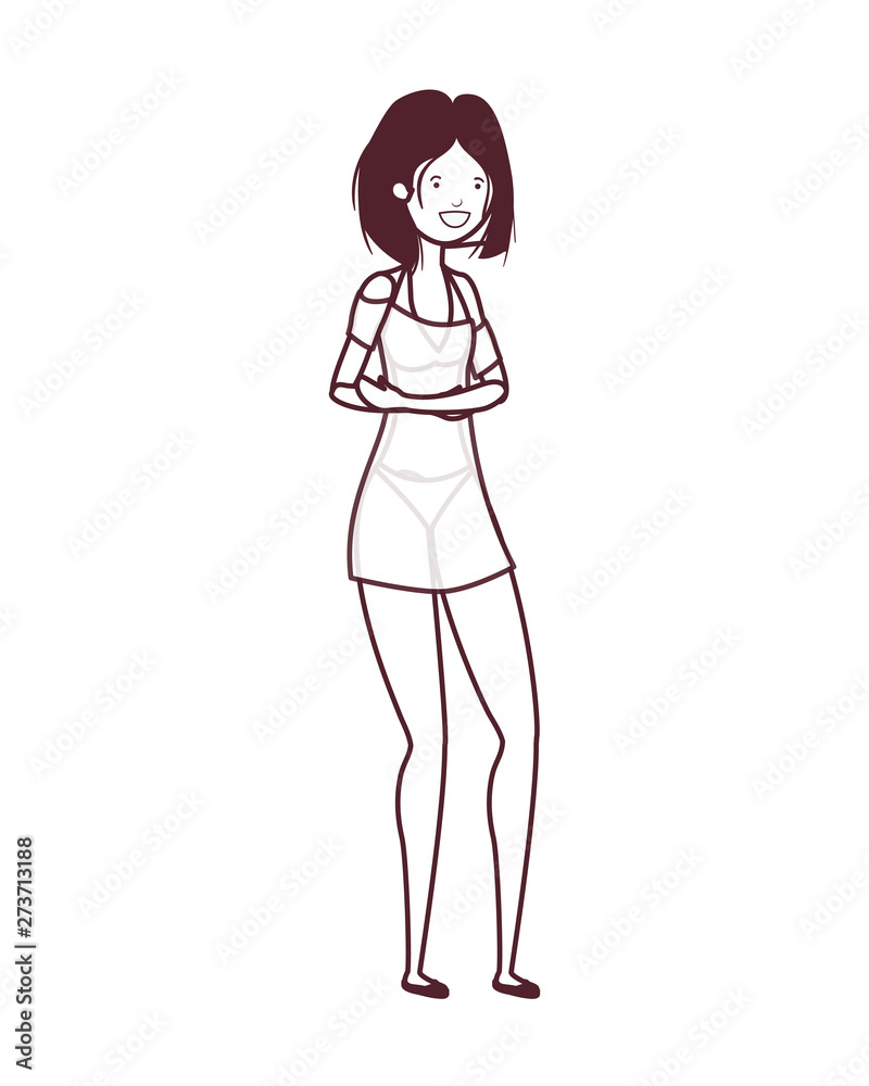silhouette of woman with swimsuit on white background
