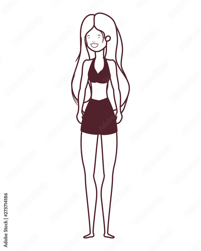 silhouette of woman with swimsuit on white background silhouette of woman with swimsuit on white background