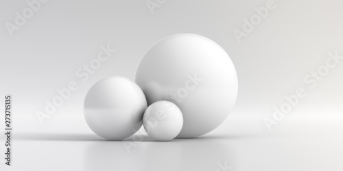 Elegant white background of sphere. Abstract low poly and smooth shadow. 3D Rendering. © Chanchai