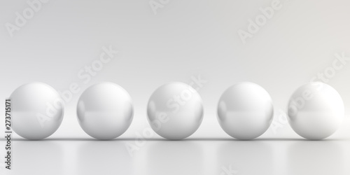Different concept one black sphere in white.  Abstract low poly background and smooth shadow. 3D Rendering.