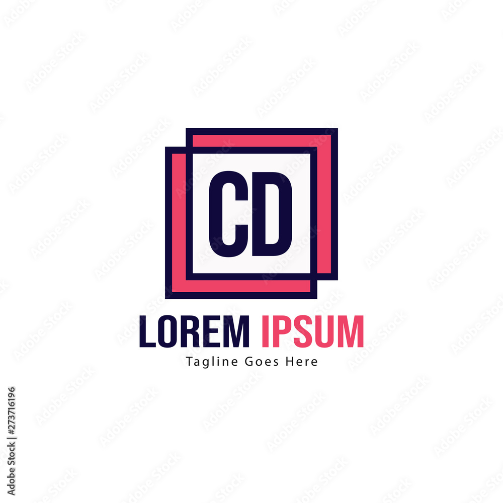 Initial CD logo template with modern frame. Minimalist CD letter logo vector illustration
