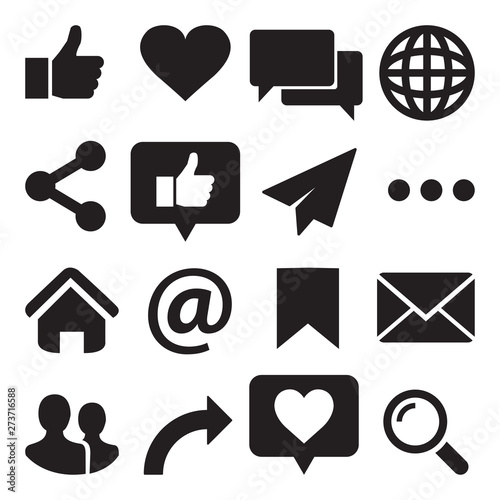 Set of Internet icons in black. Vector illustration