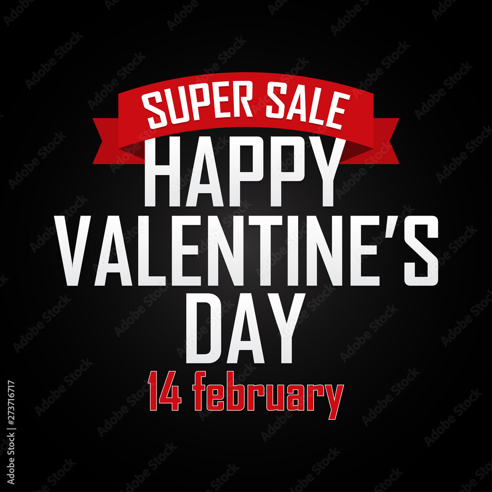 Plakat Valentine`s day sale background with ribbon. Vector illustration
