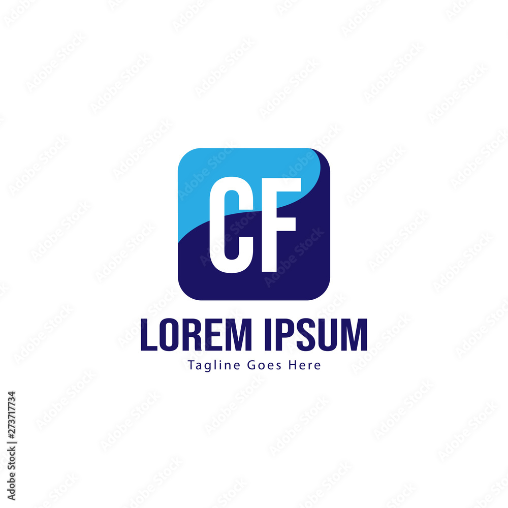 Initial CF logo template with modern frame. Minimalist CF letter logo vector illustration