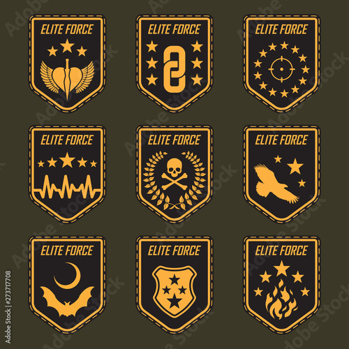 Set of military army badges. Vector illustration