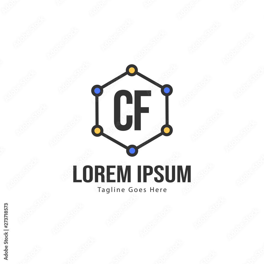 Initial CF logo template with modern frame. Minimalist CF letter logo vector illustration Initial CF logo template with modern frame. Minimalist CF letter logo vector illustration