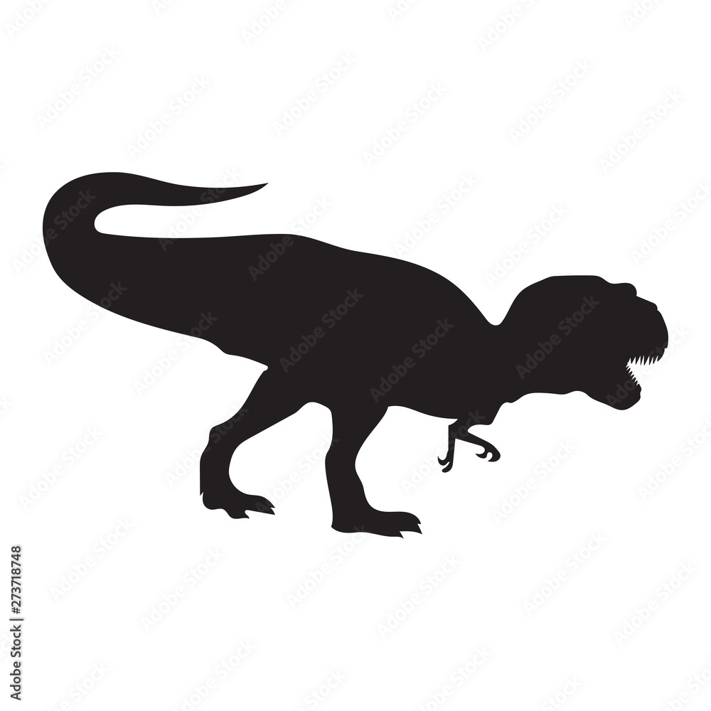 Silhouette of dinosaur Tirex in black. Vector illustration