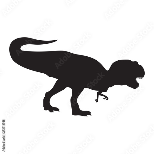 Silhouette of dinosaur Tirex in black. Vector illustration