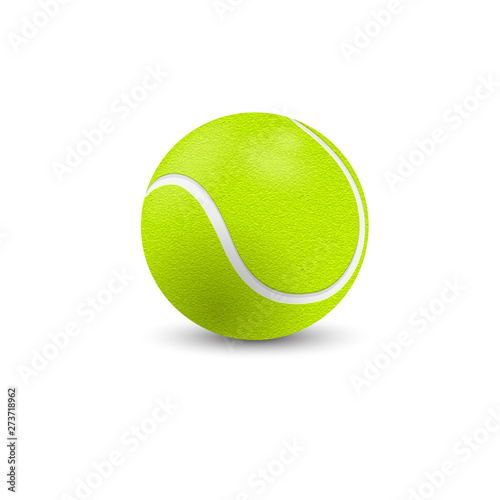 Tennis ball closeup isolated on white background. Side view. Realistic vector illustration.