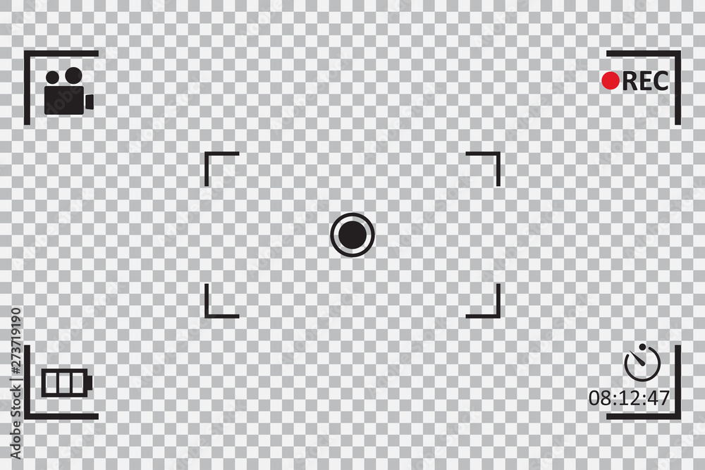 Camera frame viewfinder on a transparent background. Vector