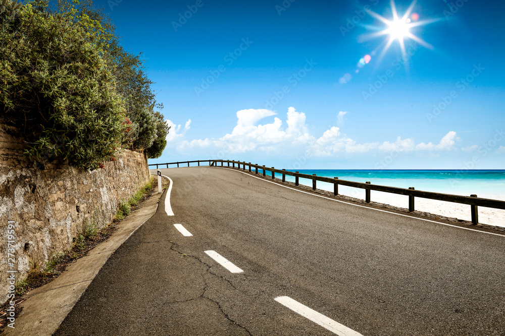 Summer road background of free space for your decoration 