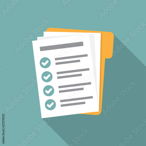Checklist form document in folder in a flat design photo