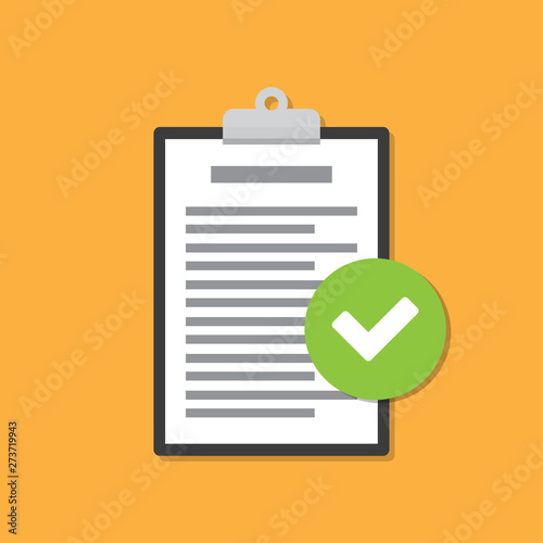 Clipboard with document and check icon in a flat design